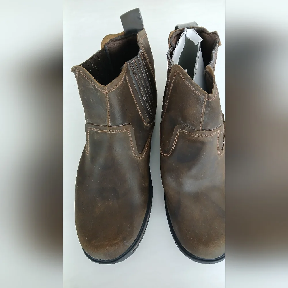 Skechers Men’s Slip‑On Leather Ankle Boots – Size 13